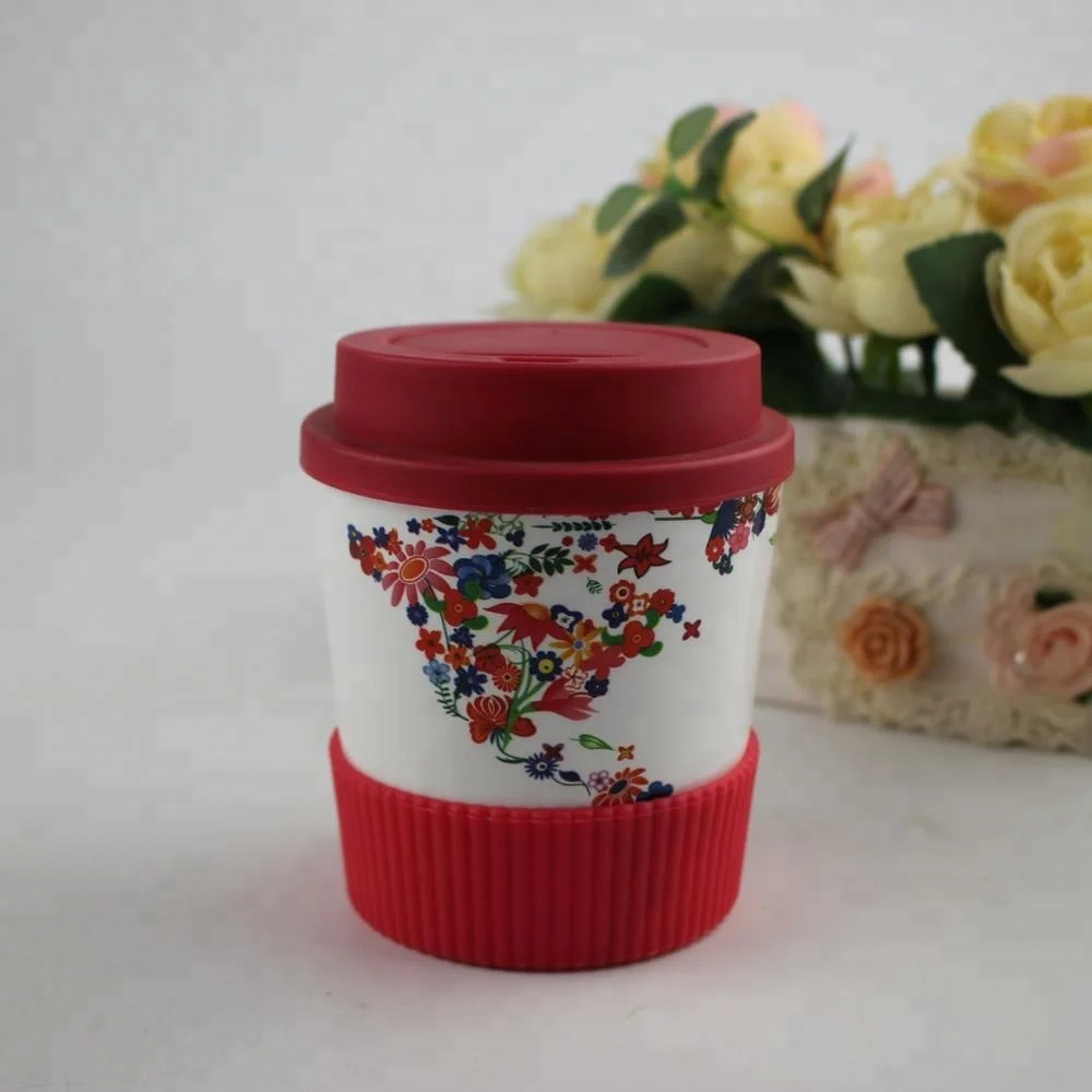 Beauty 8oz plastic coffee mug with Silicone rubber