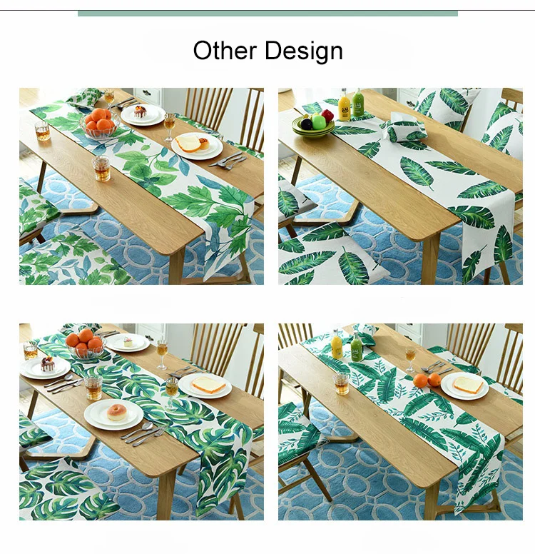 Modern Decorations Table Runner for Wedding Party Tropical Palm Leaf Print Table Runner