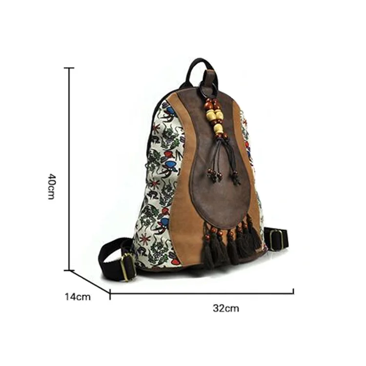 PU Casual Backpack School Bag Travel Bag Ethnic Trend Floral Print DAY Backpack Softback