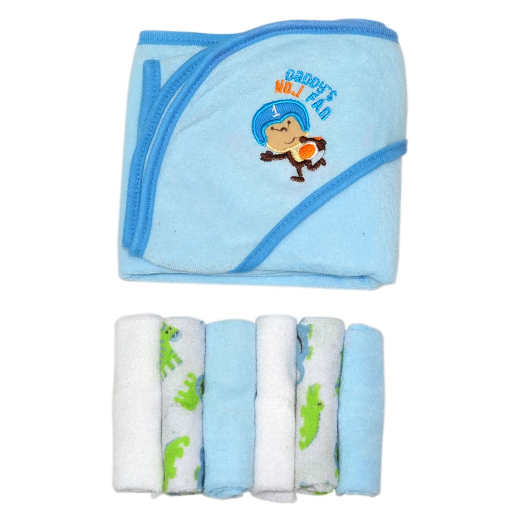 Cheap Wholesale Hooded Towel Set With 6 Pack Washcloth