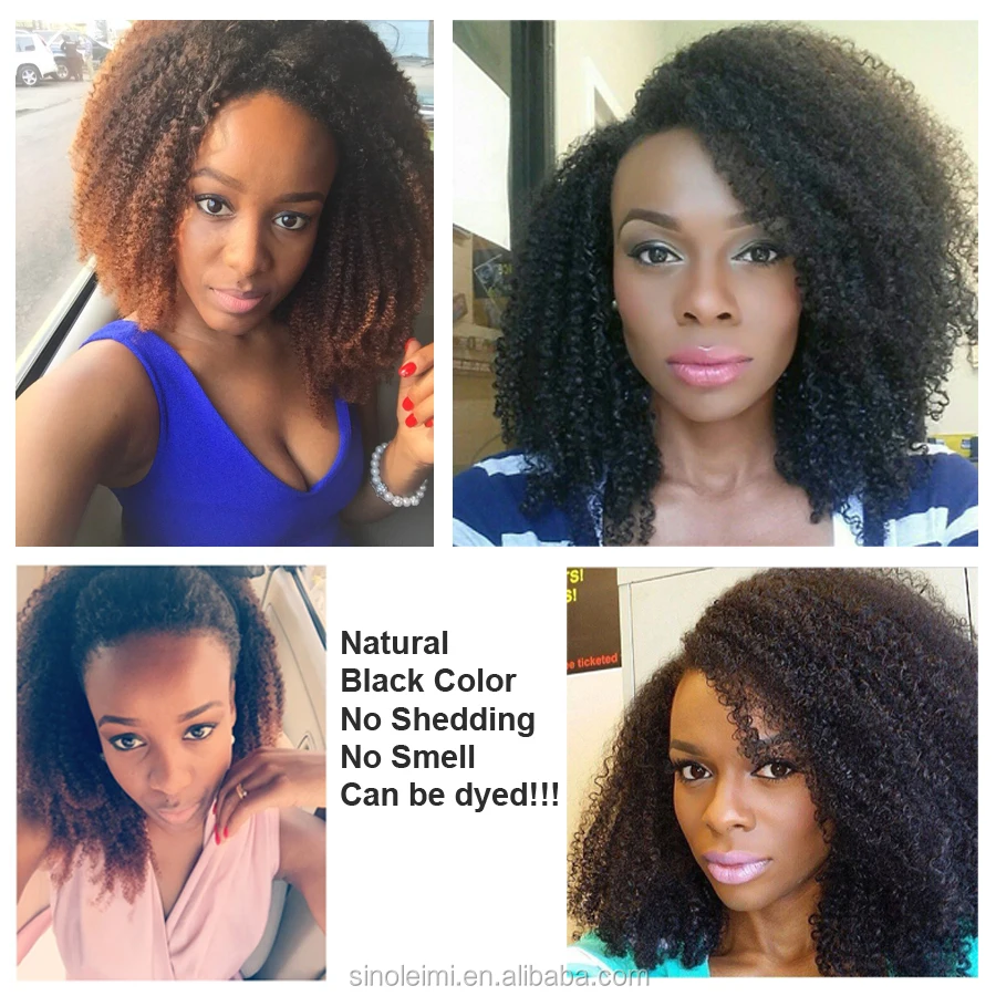 Mongolian Kinky Curly Hair weft, Afro Kinky Curly Virgin Hair bundles, Human Hair Weaves Natural Black