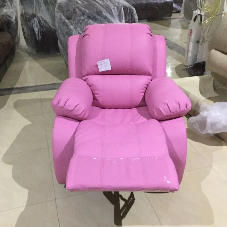 Contemporary Ty Pink PU Leather Rocker Swivel Recliner