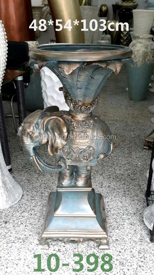 FRP European Resin Colorful Floor Flower Large Vase Elephant Sculpture