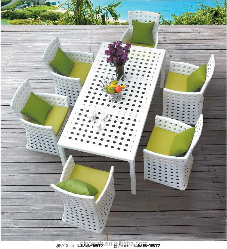Restaurant Seater French Outdoor/home Furniture Wicker Dining Tables and Chairs Garden Plastic Rattan Furniture