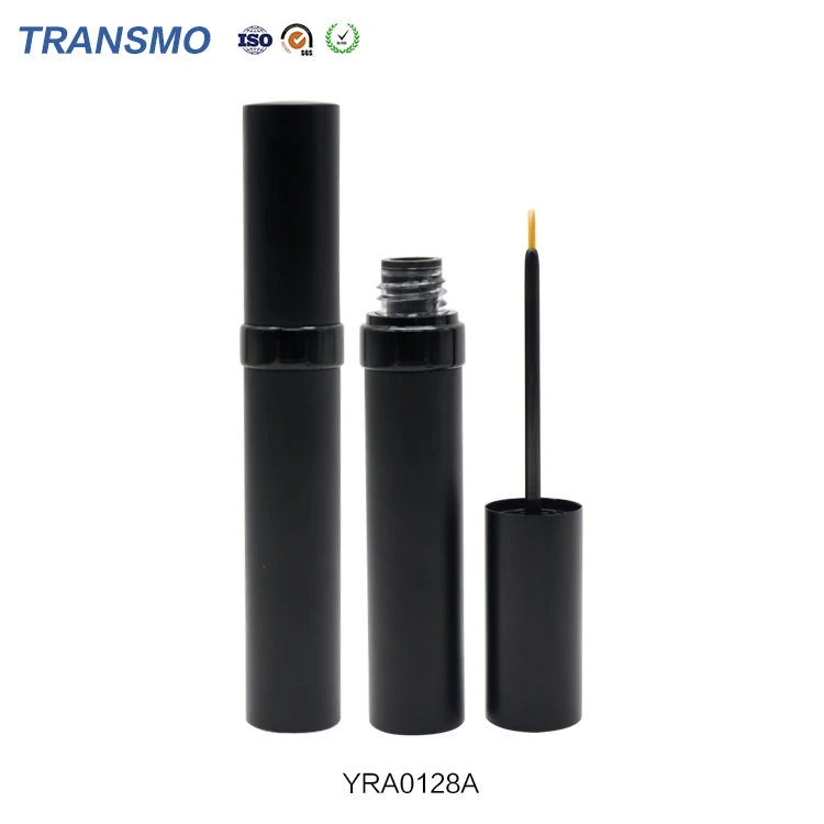 Hot Cosmetics Makeup Wholesale Matte Black Cylinder Metal Eyeliner Container Gel Liquid Eyeliner Tube With Custom Stamp