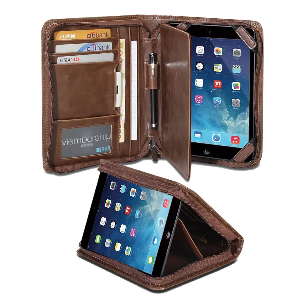 Black PU Leather Folio Stand Business Portfolio Case for iPad