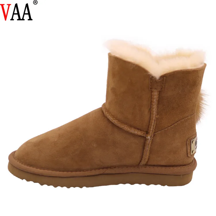 
CF-287 Slip On Short design Australian Sheepskin Lady Snow Boots Rabbit Fur 