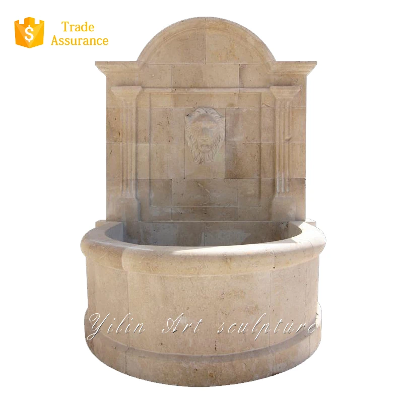 Carved Marble Stone Wall Water Fountain For Sale