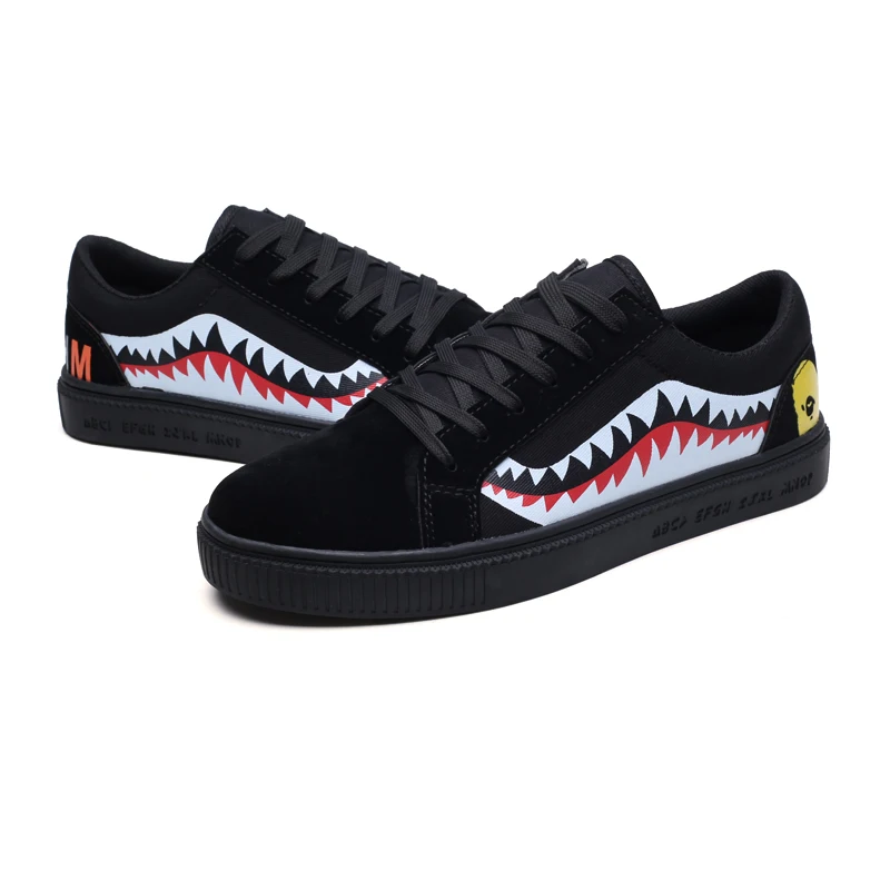 Summer Vance with the same shark low-top shoes and  men sneaker shoes
