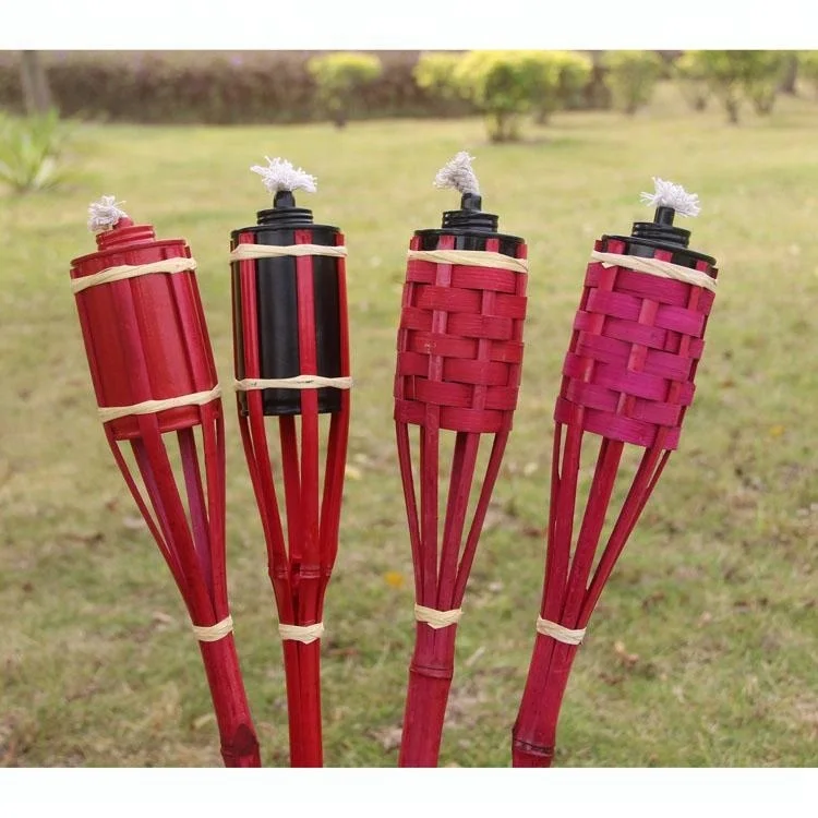 
Colorful Weaving Bamboo Tiki Torch For Outdoor 