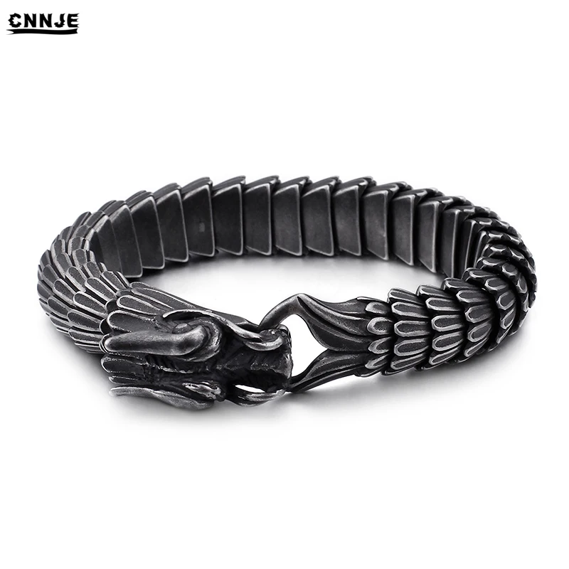 
2019 New Arrivals Wholesale 316L Stainless Steel Chain Link Dragon Wristband Bracelets 