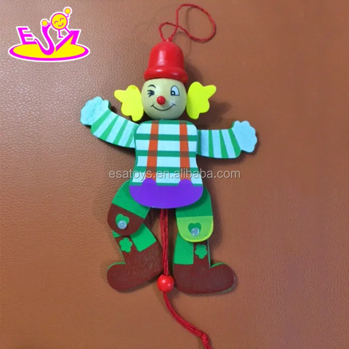high quality kid wooden cute clown toys,best sale wooden cartoon clown doll toys,cheap toy wooden clown W02A059E