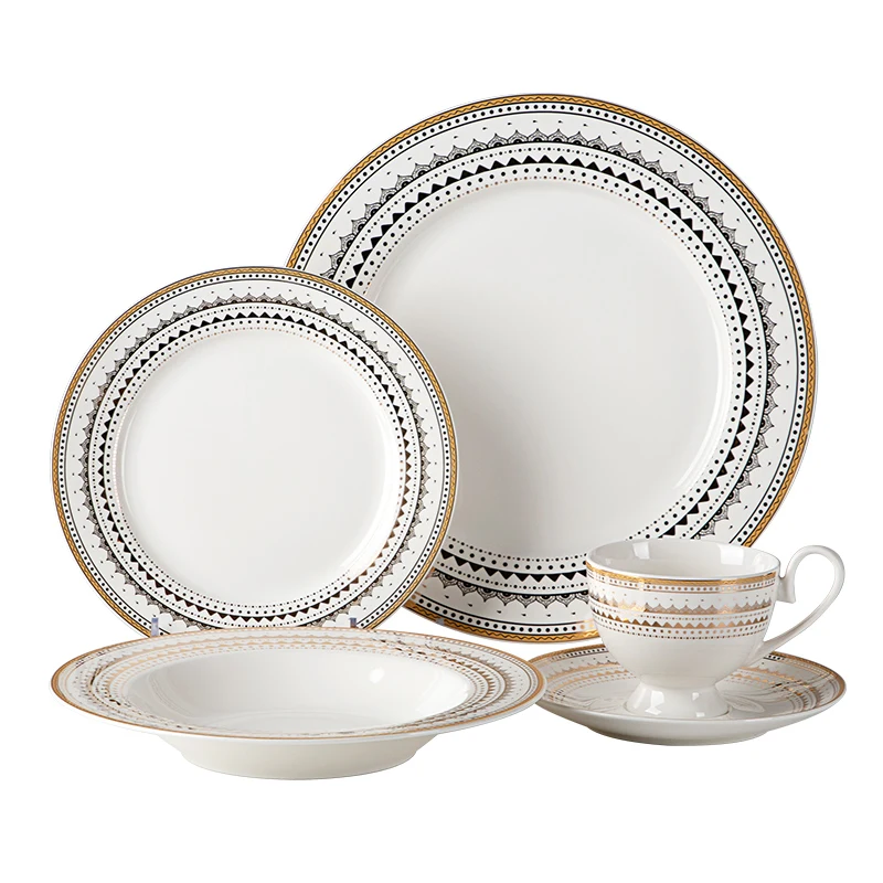 Best Seller Arabic Style Bone China Luxury Fine China Dinner Set, Bone China Dinner Set For Hotel, Durable Fine Bone China Din ~