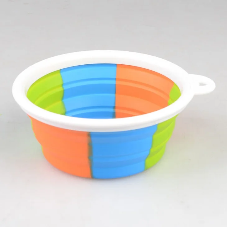 New arrival rainbow silicone pet bowl with buckle