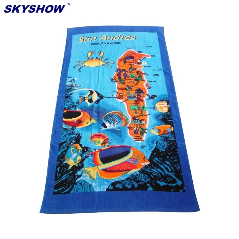 China Manufacturer Wholesale Custom prints 100% cotton classic printed kids beach towel bath towel