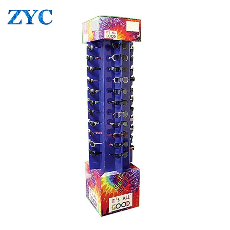 High Quality Pop Corrugated Paper Cardboard Retail Store Floor Display for Sunglasses