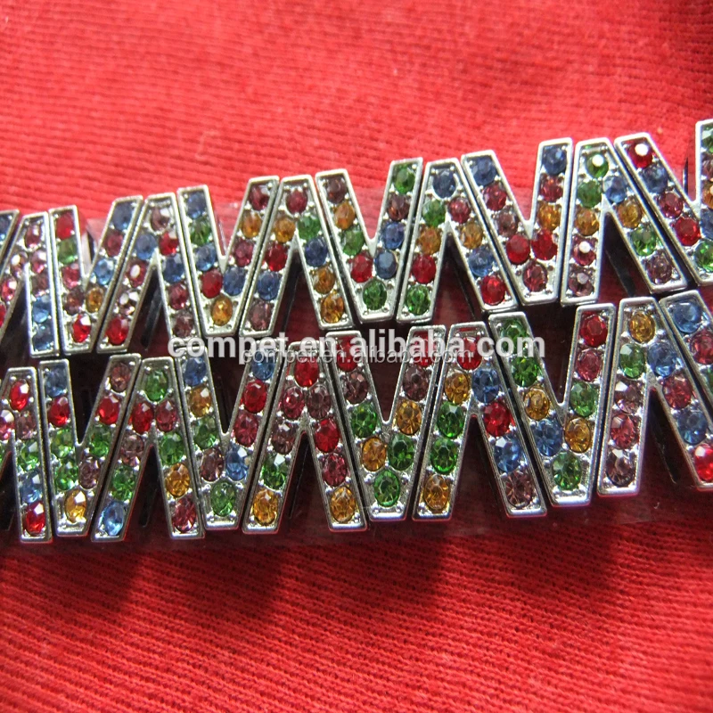 10 mm mixed color of rhinestones metal English letters alphabets accessories