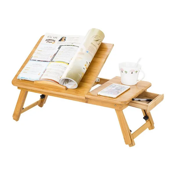 hot-sell solid construction bamboo laptop table with adjustable leg