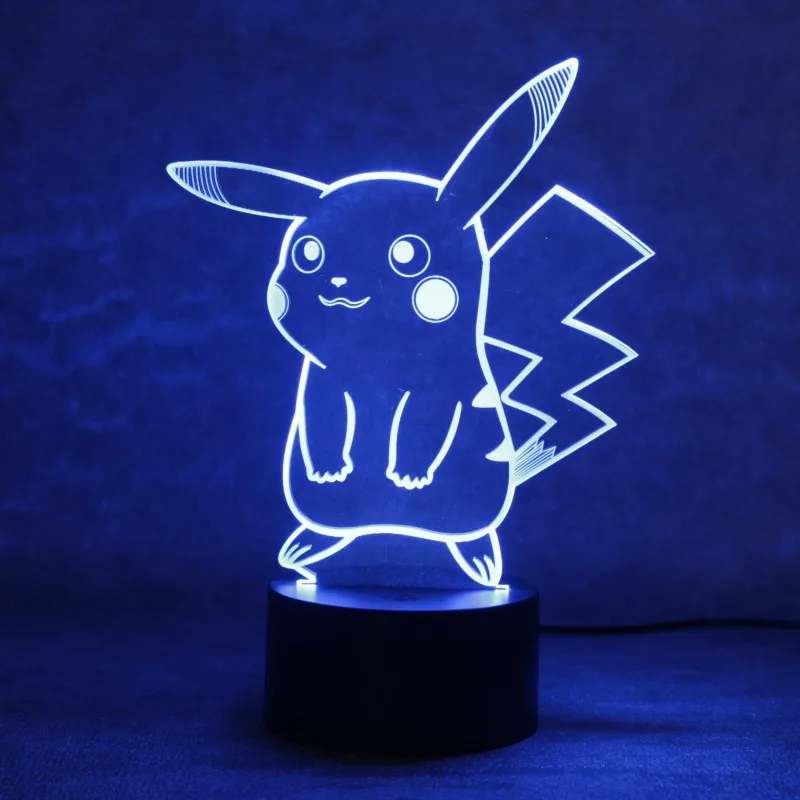 Pokemon Toys EEVEE CHARMANDER SQUIRTLE PIKACHU 3d illusion lamp Color Change