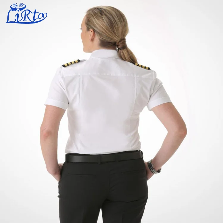 High Quality Latest design pilot uniform shirts custom blank t-shirt for airport people
