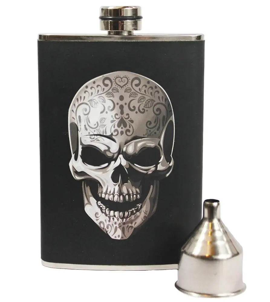 8oz plain smooth polish surface hip liquor flask perfect gift for men