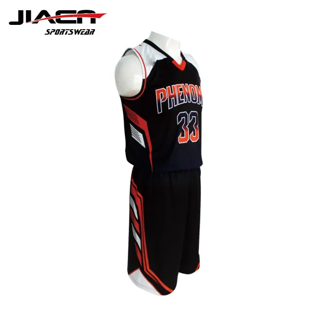 Customized make orange and black basketball tops cheap /basketball uniform designer online
