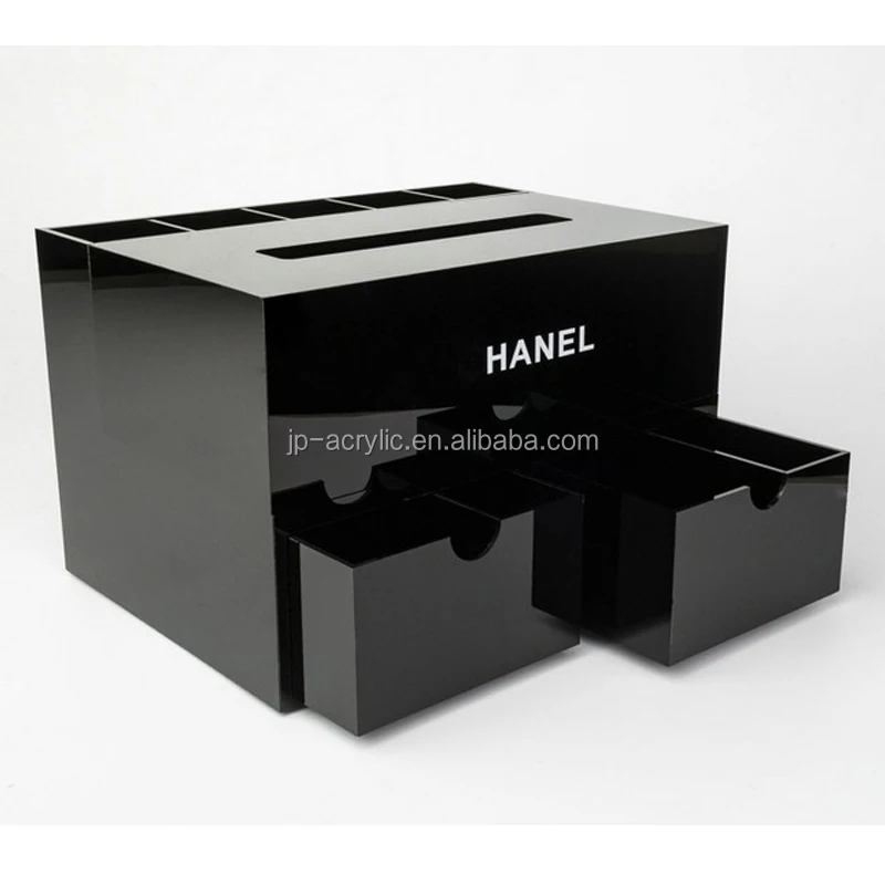 Napkin Tissue Holder Makeup Organizer Custom Black Acrylic Tissue Box
