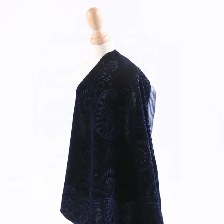  Антистатический тканый хиджаб abaya бархатная ткань синяя французская одежда для