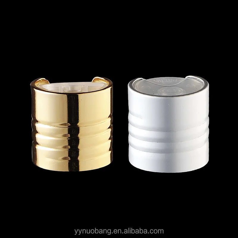 New design 24mm gold sliver  aluminium bottle usage plastic cap,disc top cap,press top cap