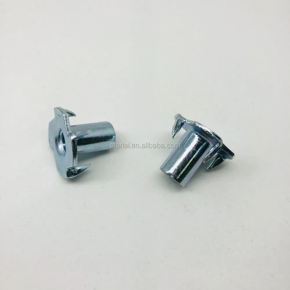 M6 M8 T Nuts with 4 Prongs Metric Steel Nuts with 1/4 Thread Size M4 Thread and Zinc Plated Surface Treatment