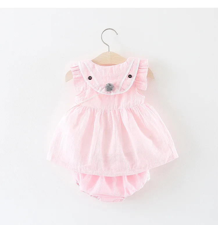 Hao Baby Girls Suit Summer Infant Child Korean Version Set Small Fox Bag PP Pants Two-Piece Dress