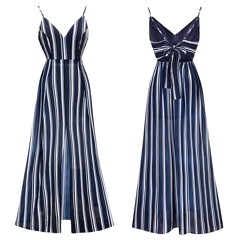 Maxnegio Sexy Mature Backless Striped Chiffon Women Dress China Manufacturer