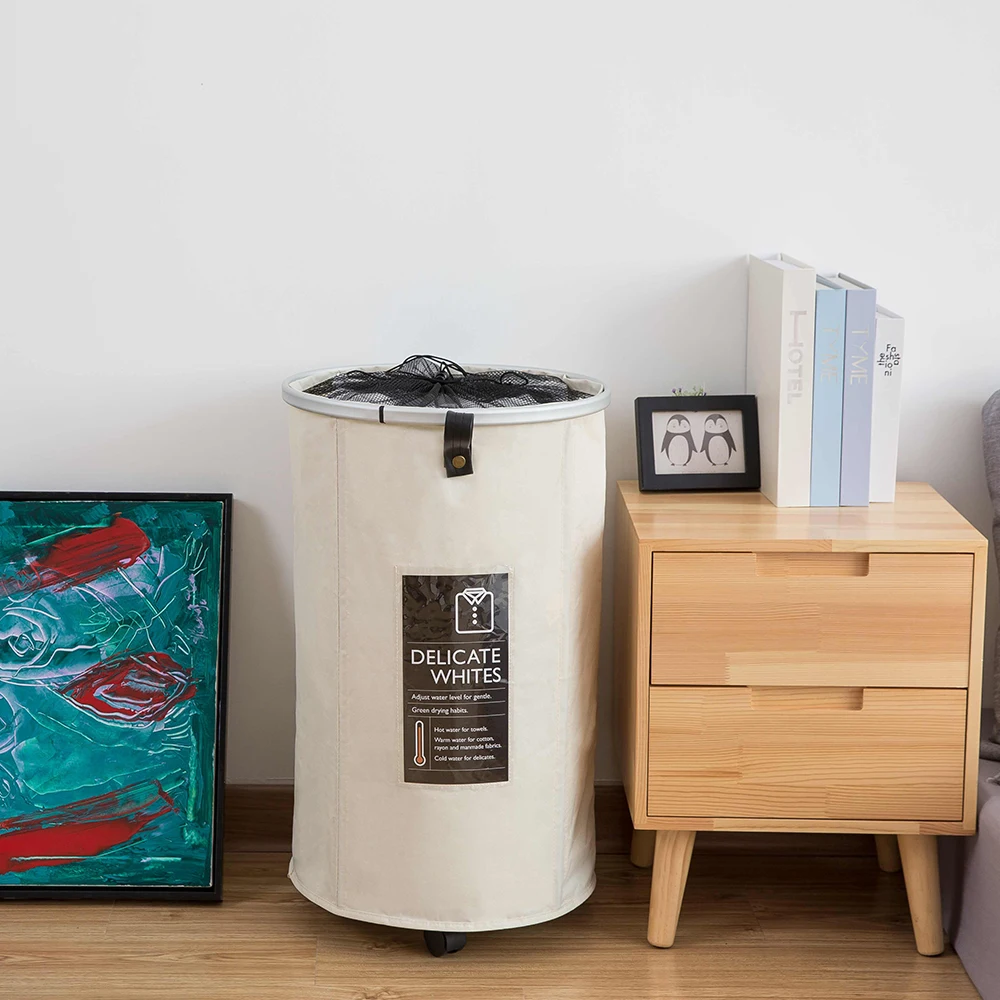 New Arrival Tall Cylinder Waterpoof Laundry Basket With Pop Up Mesh