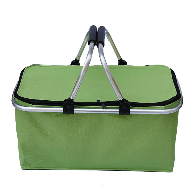 
double handle folding shopping basket and hand Portable basket preservation picnic basket 