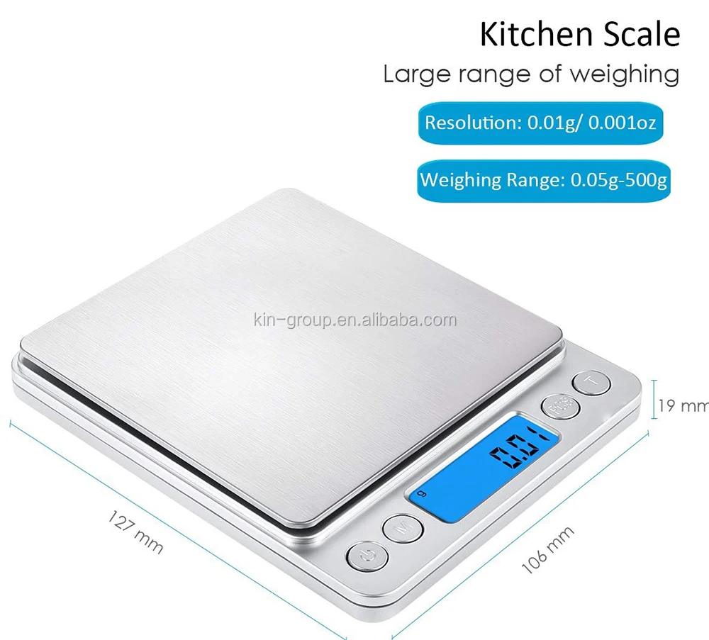 
Portable Kitchen Scale with Stainless Steel platform and ABS Design 0.1g accturacy Sensor 