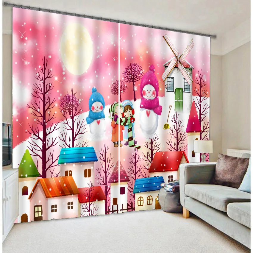 
Latest Dsign Top Sale Christmas Series 3D 100% Polyester Curtain , Living Room Curtain , Blackout Curtain 