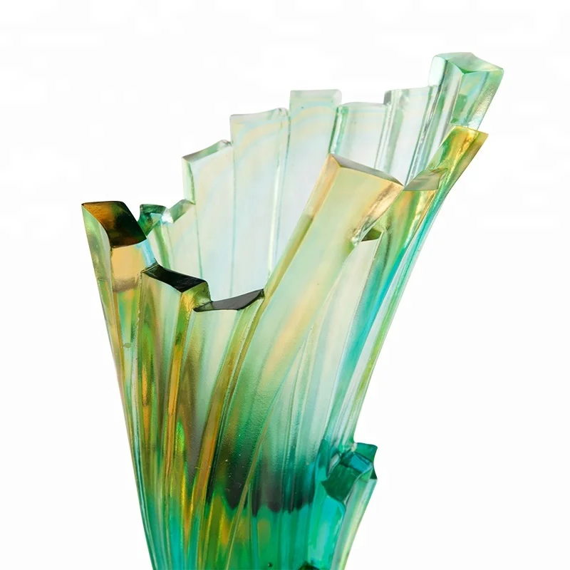 Jadevertu K9 color glaze crystal wing champion Art glass award pate de verre crystal cup trophy custom winner badminton trophy
