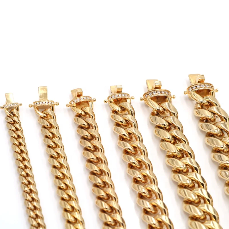 Factory Price 18K PVD Gold Cuban Link Chain, Stainless Steel Cuban Link Chain