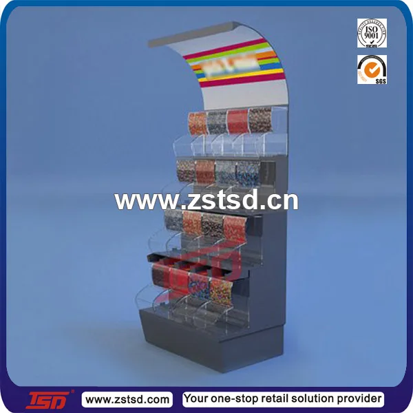 Custom retail shop bulk food display rack,display stand for food,peanut display racks