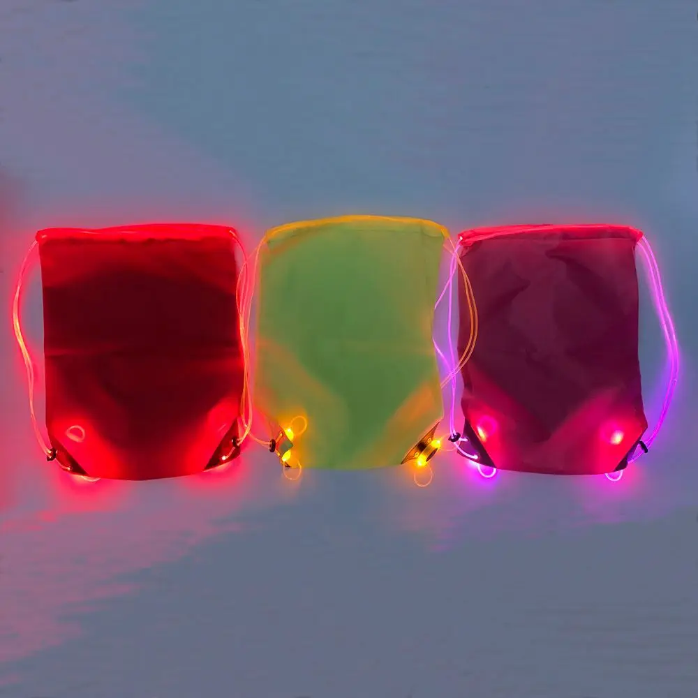 Popular OEM supplier outdoor glowing nylon drawstring bag night cycling LED backpack