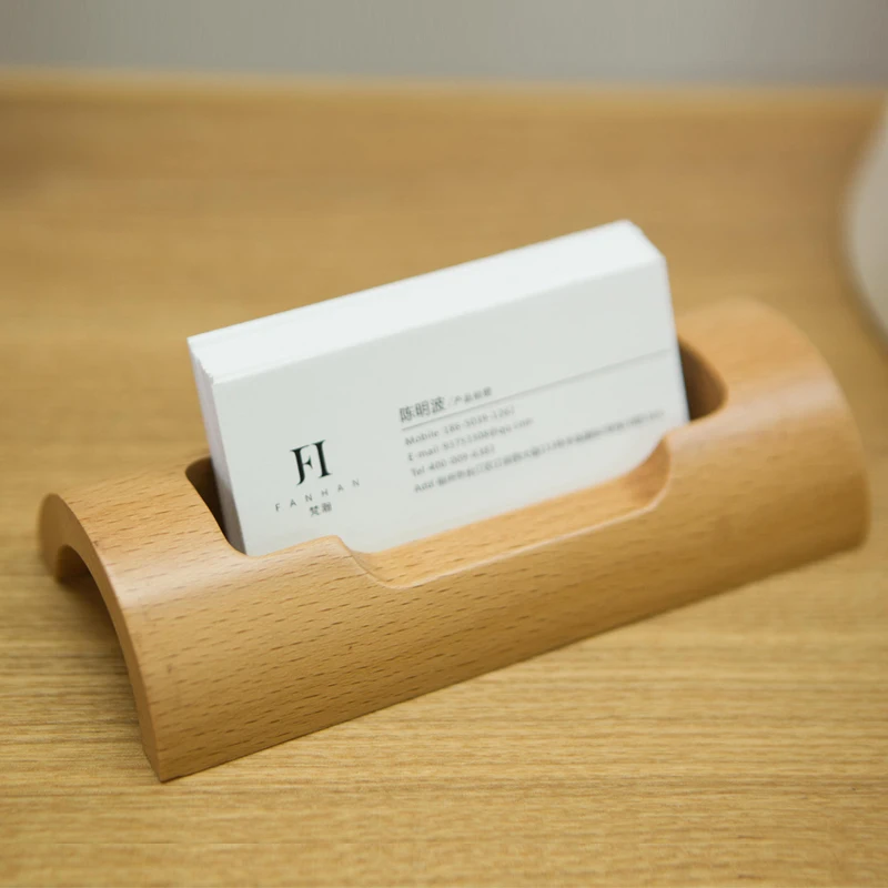 
wooden business card storage holder 