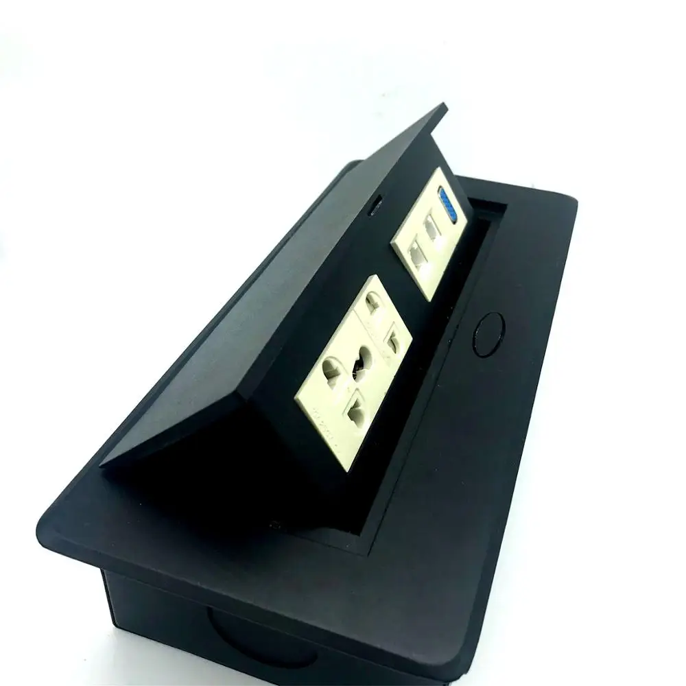 Multi - Function  Socket Cable Box Pop - Up Embedded Hidden Multimedia Box For Office Desk