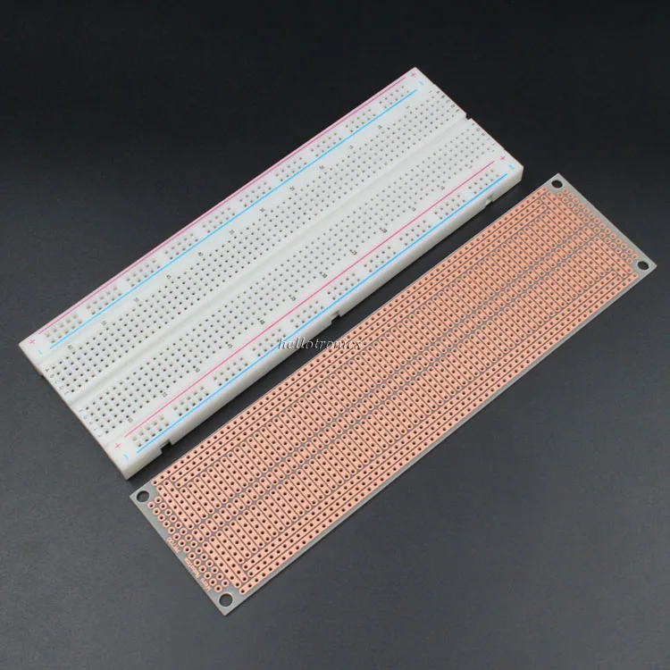 1 Sided PCB Matches 830 Tie Point Breadboard With Power Rails Solderable PC Breadboard