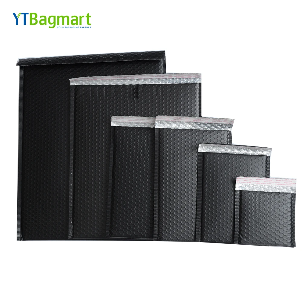 
Wholesale Custom Logo Printed Air Bubble Mailing Bag Envelope Self Seal Poly Matte Black Bubble Mailer 