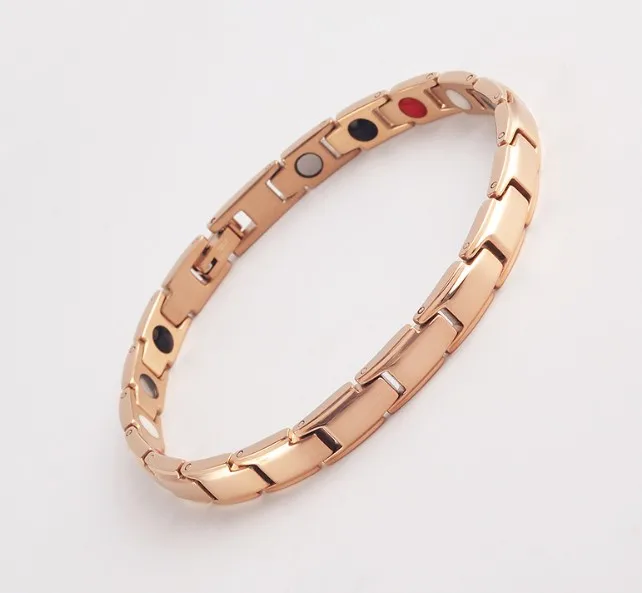 Wholesale stainless steel women steel color 4 in 1 bio magnetic power bracelet