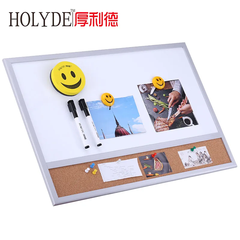 
High Quality Combination One Magnetic Whiteboard One Bulletin Cork Board in Wooden Frame 