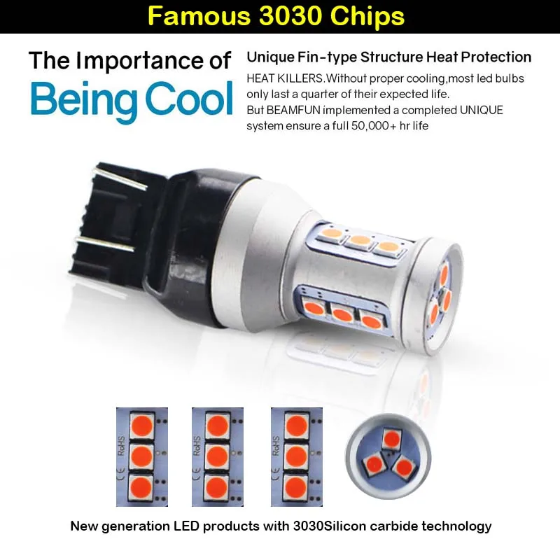 
7443 Strobe Flashing Featured Red 1157 3157 T20 LED Replacement Bulbs For Car Brake Tail Lights 