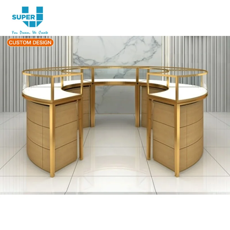 Горячая Распродажа дуга ювелирных изделий напольная стеклянная витрина Индивидуальный размер рамка из нержавеющей стали круглый стеклянный Витринный Шкаф для