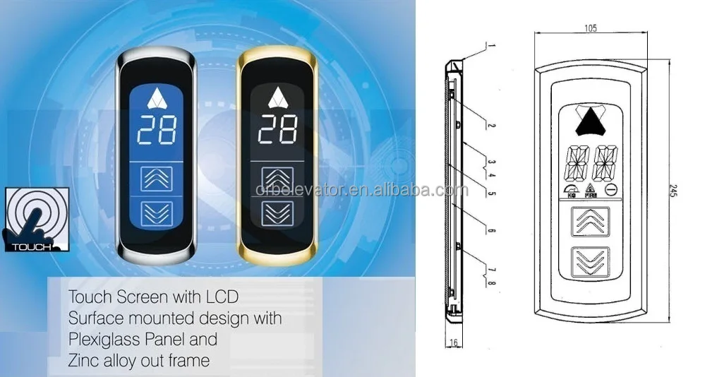 Elevator LOP HOP hall call operation panel Landing operation panel touch screen