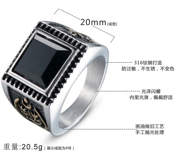 Дунгуань Фабрика золото и серебро двухцветный якорь из нержавеющей стали мужское кольцо байкер с черным кубическим цирконием